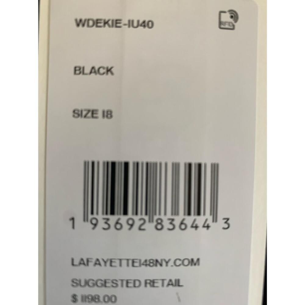 NWT Lafayette 148 NY Organic Silk Stretch Georgette V-Neck Dress Black Size 18 - Picture 9 of 9